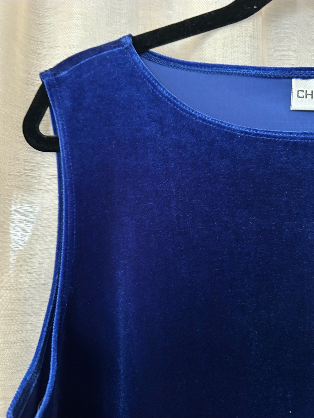 Blue velvet sleeveless top, XL, NWT